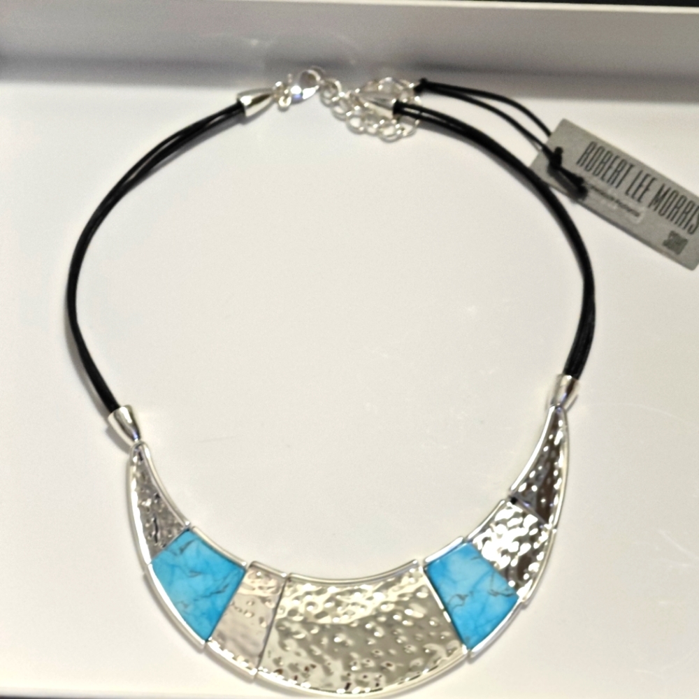 Robert Lee Morris Soho Turquoise Plate Necklace